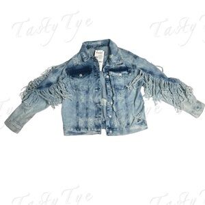 Frayed Denim Jacket Size L